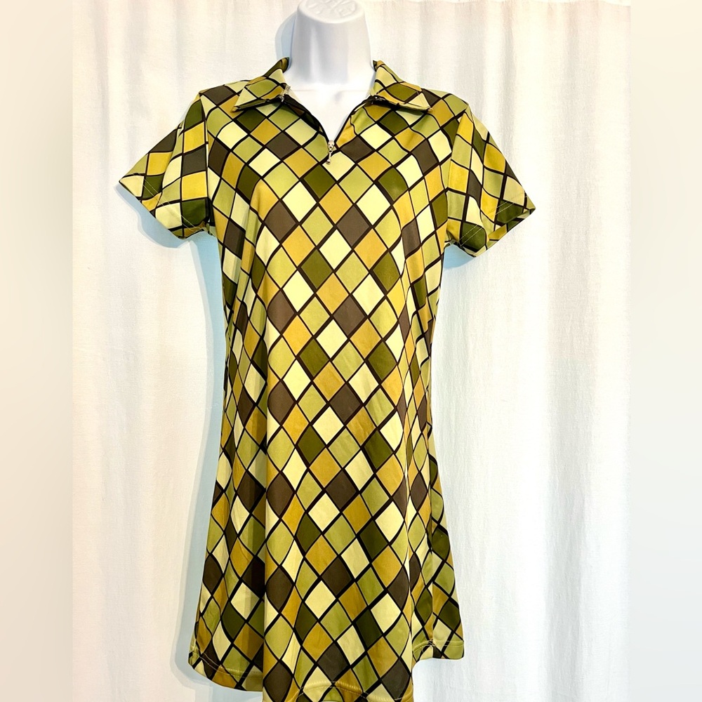 Vintage 90s Does 70s, Harlequin Pattern Dress - Medium